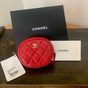 (CHANEL) Classic Round Coin Purse Quilted Caviar